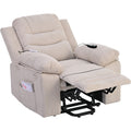 Massage Recliner,Power Lift Chair For Elderly With Adjustable Massage And Heating Function,Recliner Chair With Infinite Position And Side Pocket For Living Room ,Beige Beige Foam Linen