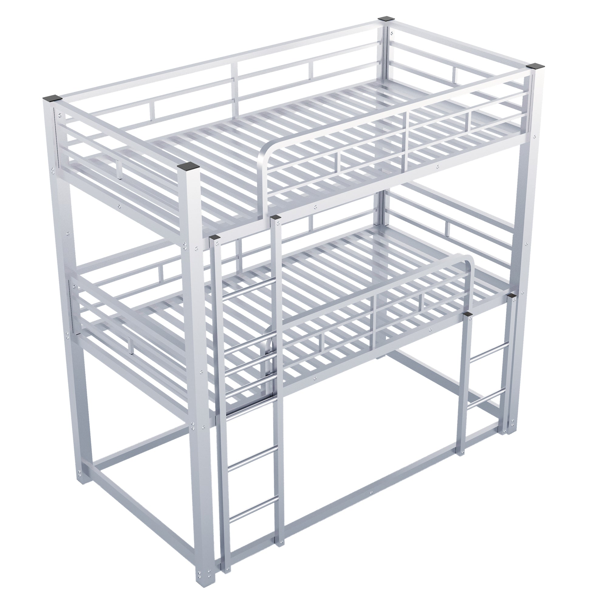 Metal Twin Size Triple Bunk Bed, Silver Old Sku: Sm000230Aan 1 Box Spring Not Required Twin Silver Metal Bedroom Metal