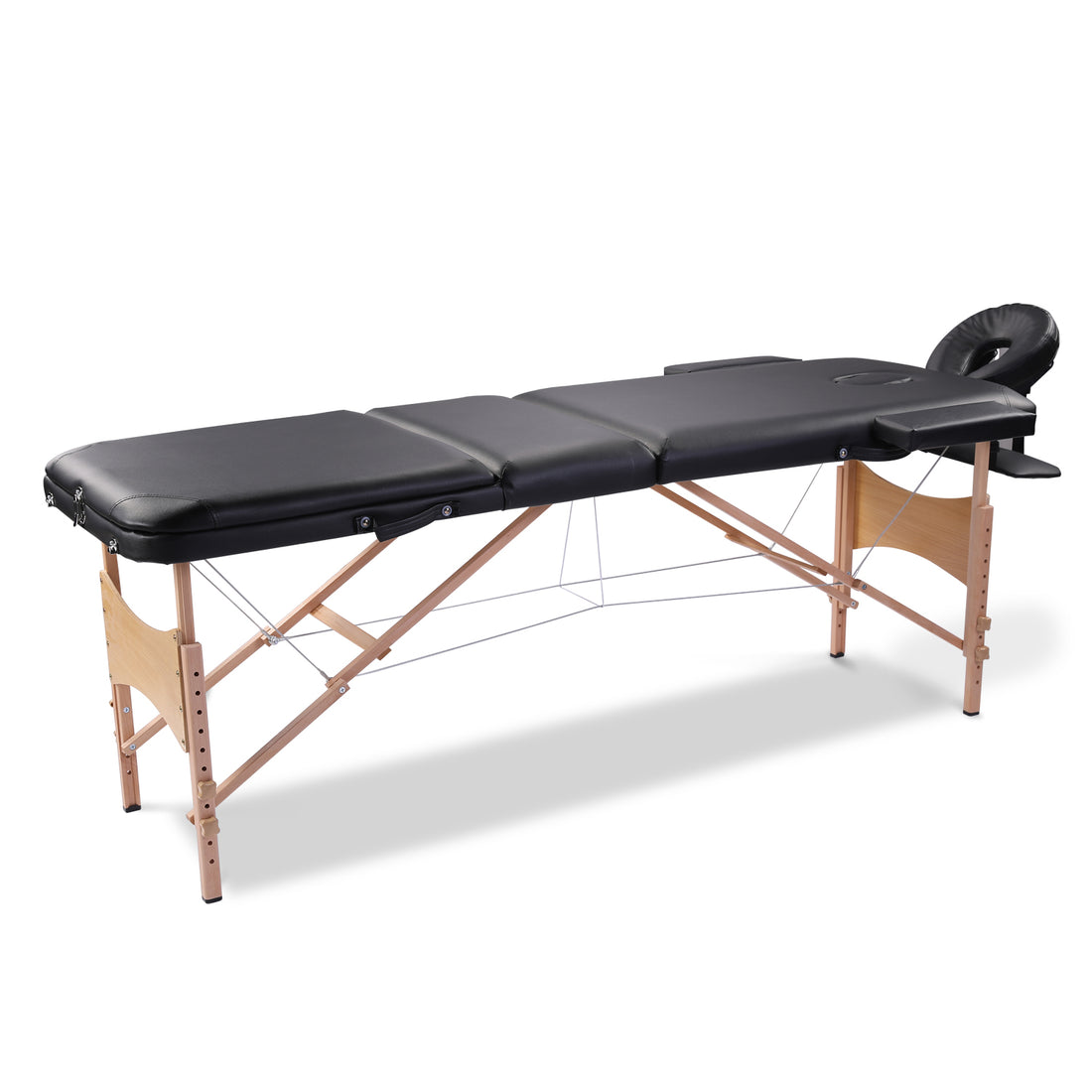 Massage Table Portable Massage Bed Lash Bed With Carrying Case Spa Table Height Adjustable, Salon Bed Face Cradle Bed Black Faux Leather