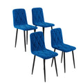 Dining Chairs Set Of 4, Modern Kitchen Dining Room Chairs, Velvet Dining Chair Upholstered Cushion Seat And Sturdy Metal Legs Blue Velvet