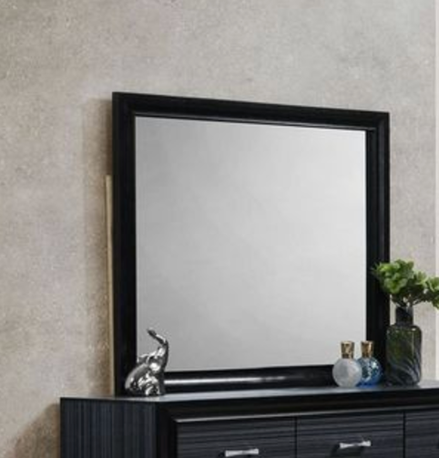 Naima Black Finish Mirror Black Mirror,Synthetic Wood