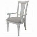 Light Grey And Weathered White Padded Arm Chair Set Of 2 Solid Grey White Dining Room Arm Chair Slat Back Set Of 2 Wood Fabric