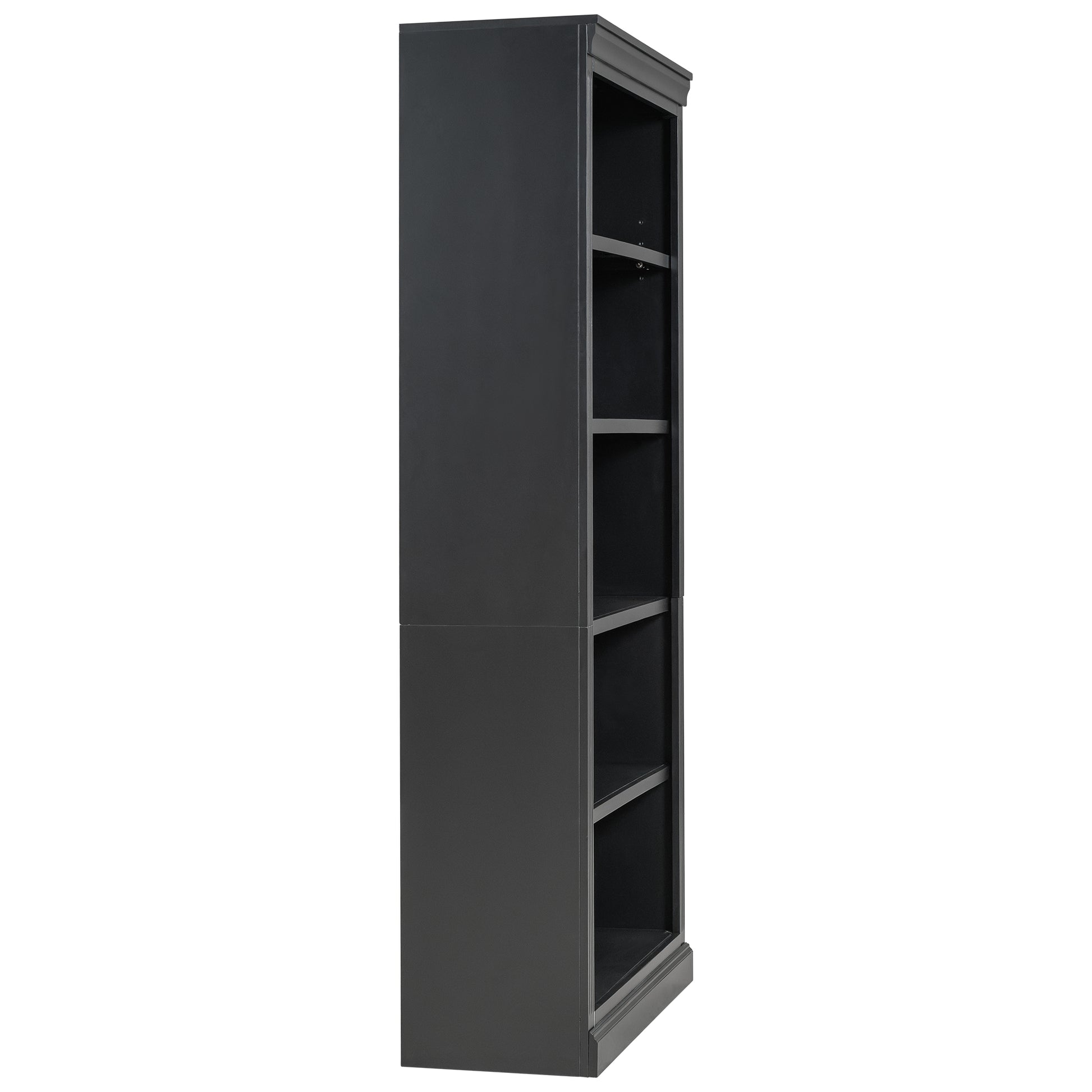 83.4" Tall Wood Bookcase With Light Strip,5 Tier Decor Bookshelves With Adjustable Shelves,Storage Organizer For Cds Books Movies,Free Standing Storage Shelves For Living Room,Home Office,Black