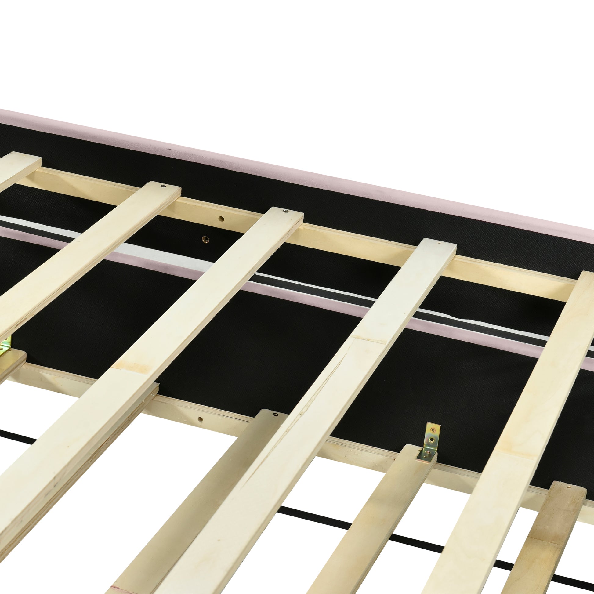 Queen Size Upholstered Platform Bed With Twill Headboard, Pullout Bed And Two Drawers, Flannel,Pink Queen Pink Mdf Lvl