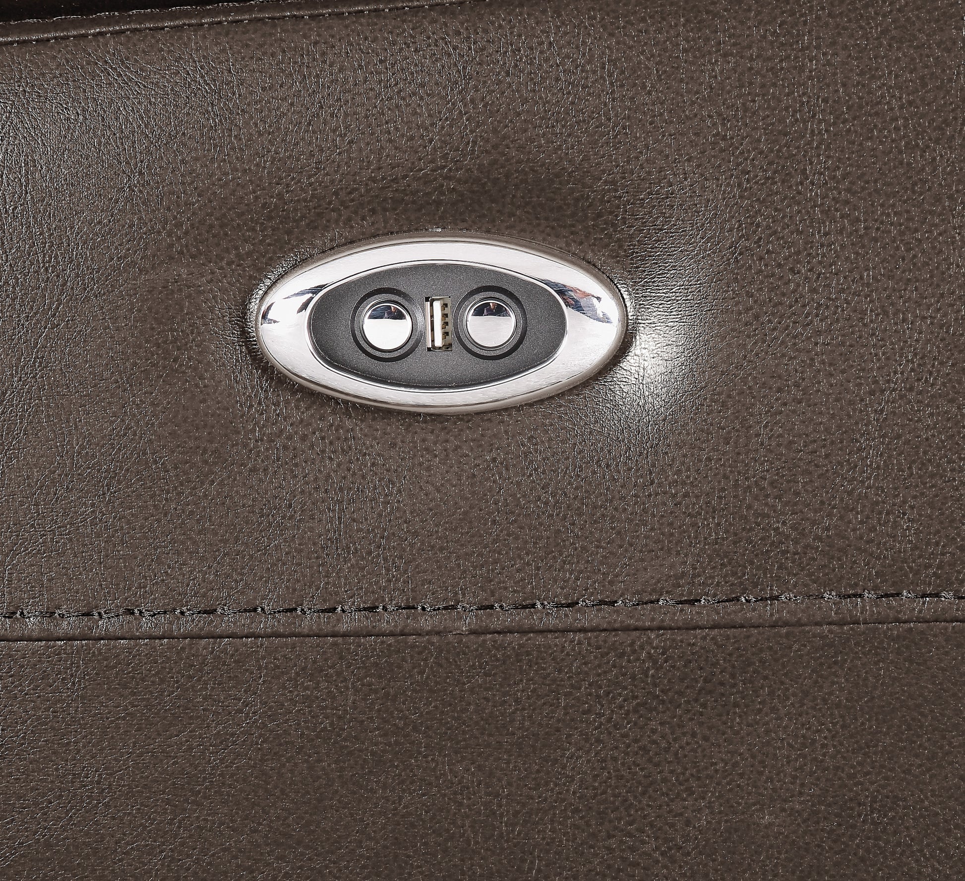 Brown Power Recliner With Pillow Top Arm Brown Genuine Leather Power Push Button Metal Primary Living Space Tight Back Push Button Pillow Top Arms Wood Fabric