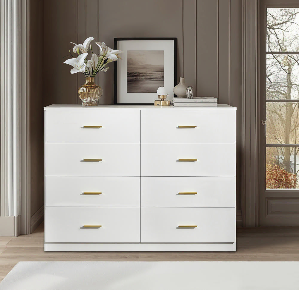 Modern White 8 Drawer Dresser For Bedroom Large Storage Wide Chest Of Drawers, Sturdy & Safe White White Primary Living Space American Design,Contemporary,Modern Melamine Engineered Wood