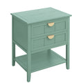 2 Drawer Side Table, American Style, End Table, Suitable For Bedroom, Living Room, Study Light Green Mdf