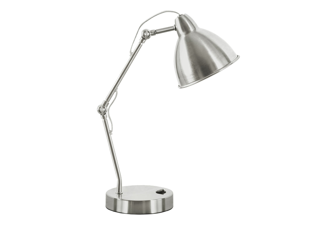 Lighting, 17"H, Table Lamp, Usb Port Included, Nickel Metal, Nickel Shade, Modern Silver Metal