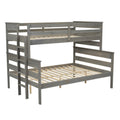 Wood Twin Over Full Bunk Bed With Ladder, Gray Twin Box Spring Not Required Gray Solid Wood Mdf