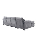 United We Win Modern Large Chenille Fabric U Shape Sectional Sofa Light Gray Chenille 4 Seat