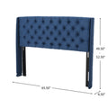 Upholstered Wingback Headboard, Button Tufted Upholstery, Sturdy Structure, Dark Navy Dark Navy Fabric