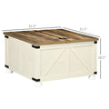 Homcom Farmhouse Coffee Table With Storage, Large Square Coffee Table Antique White Particle Board
