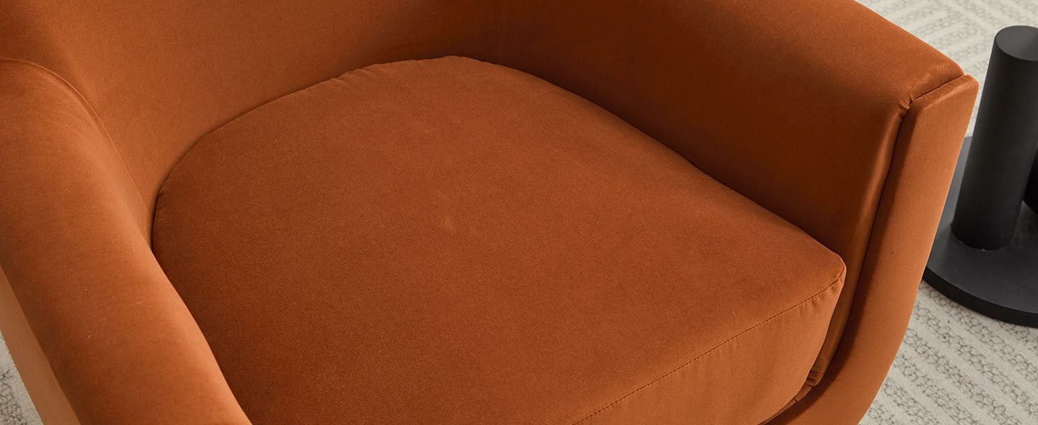 U Shaped Fully Assembled Swivel Chair Velvet Accent Chair Armchair Round Barrel Chair For Living Room Bedroom, Burnt Orange Burnt Orange Velvet