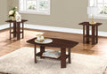 Table Set, 3Pcs Set, Coffee, End, Side, Accent, Living Room, Brown Laminate, Transitional Cherry Particle Board