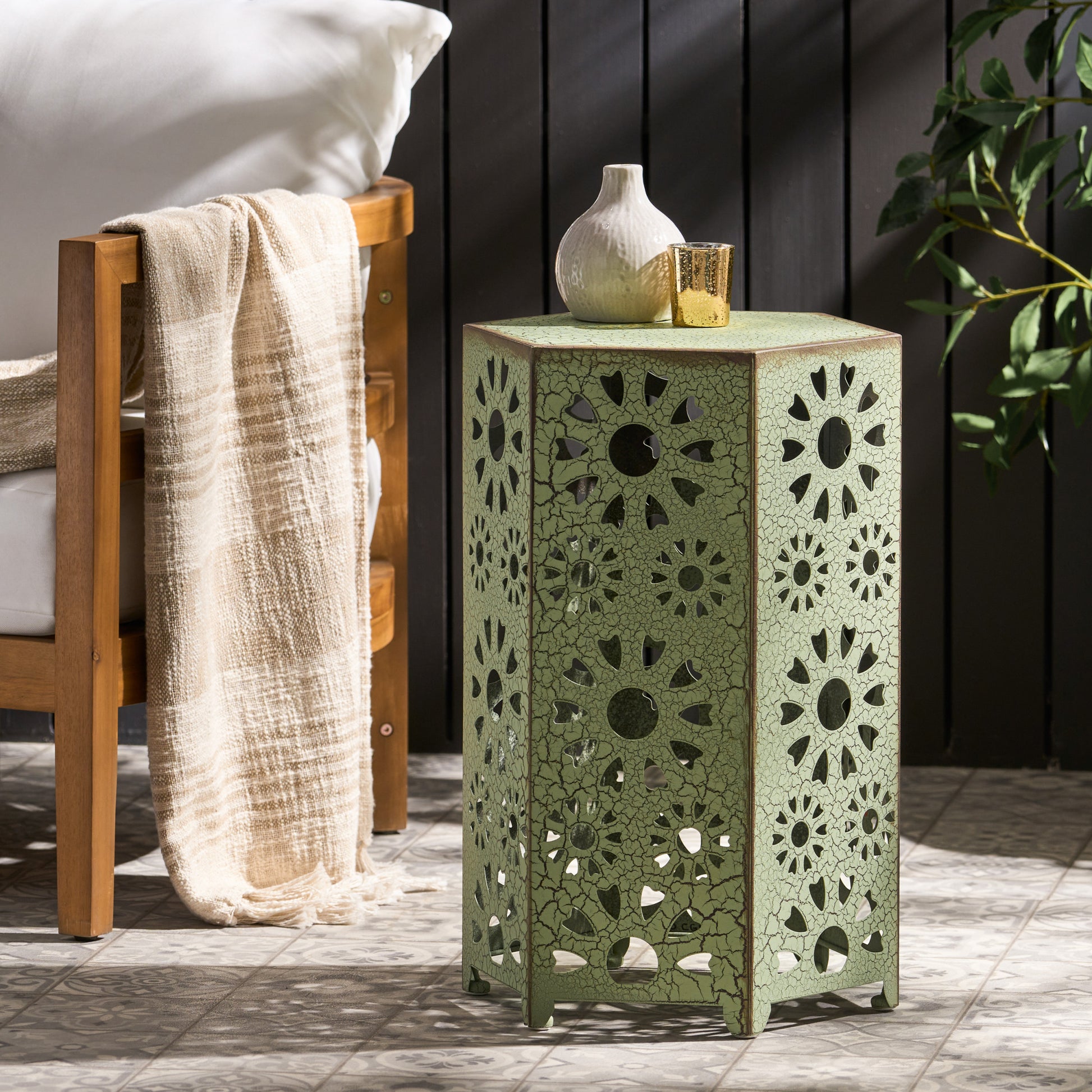 Eliana 14 Side Table - Green Iron