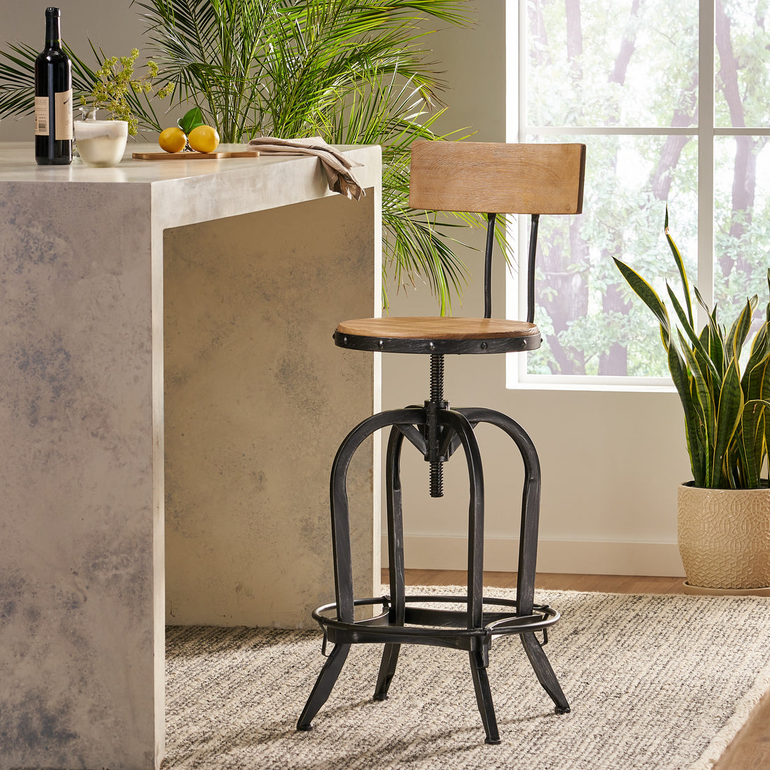 Barstool With Fir Wood Natural Solid Wood