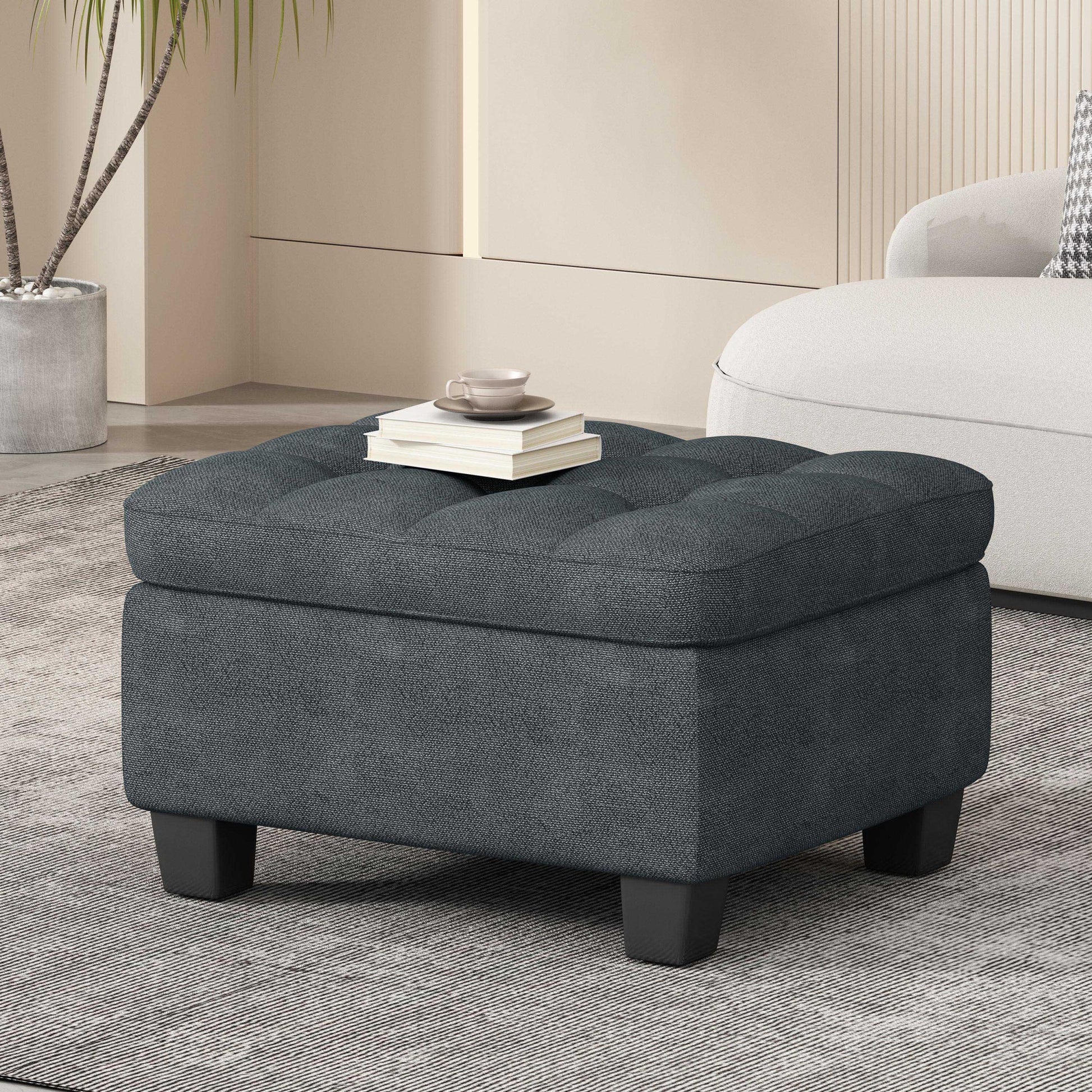 Sectional Ottoman Charcoal Fabric