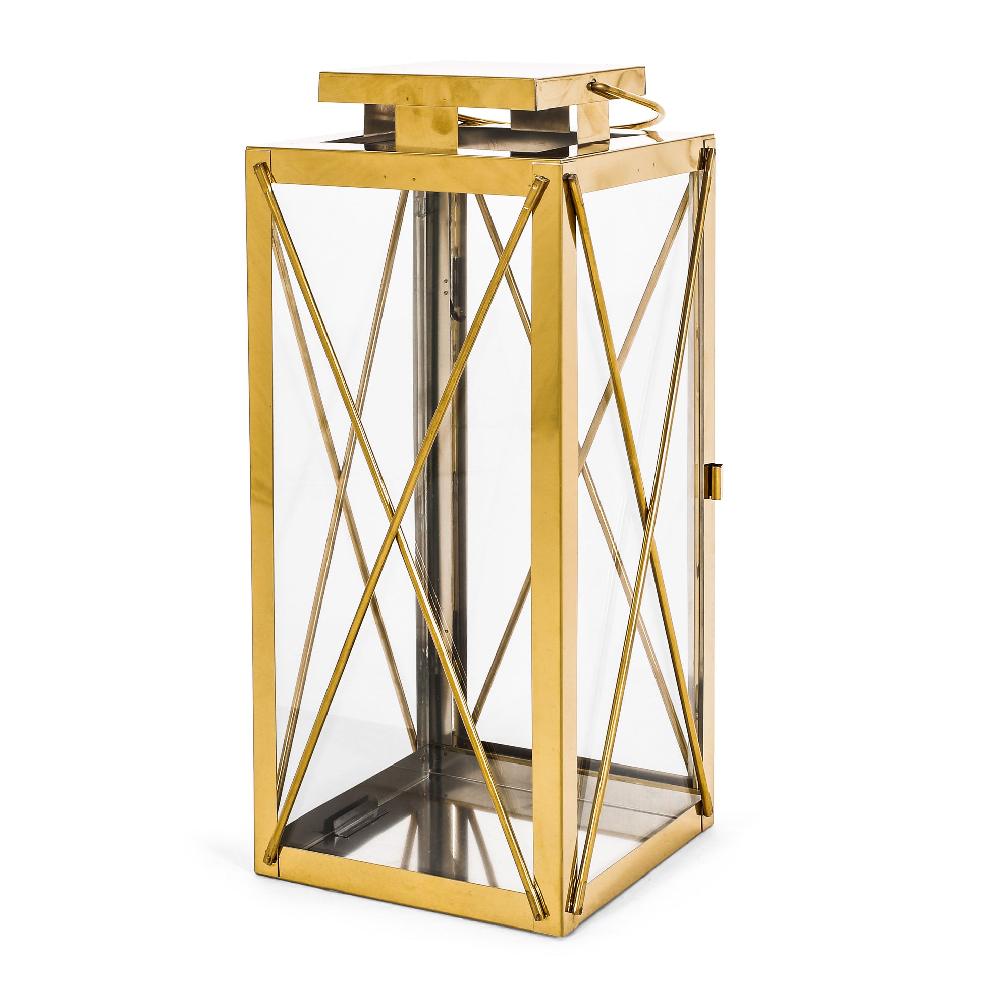 Deborah 14"H Stainless Steel Lantern Gold Stainless Steel