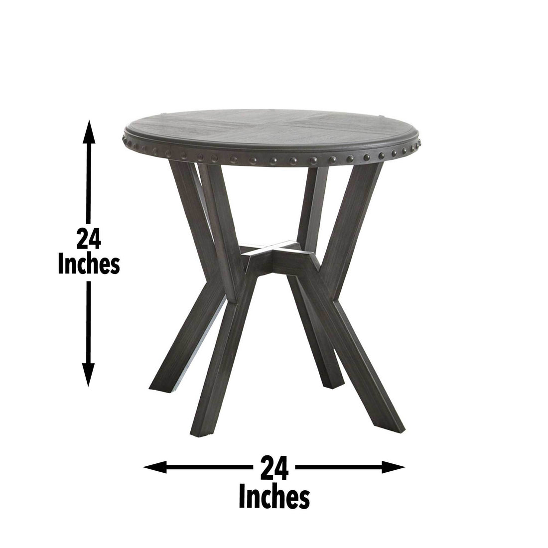 Alamo Round End Table Gray Gray Wood