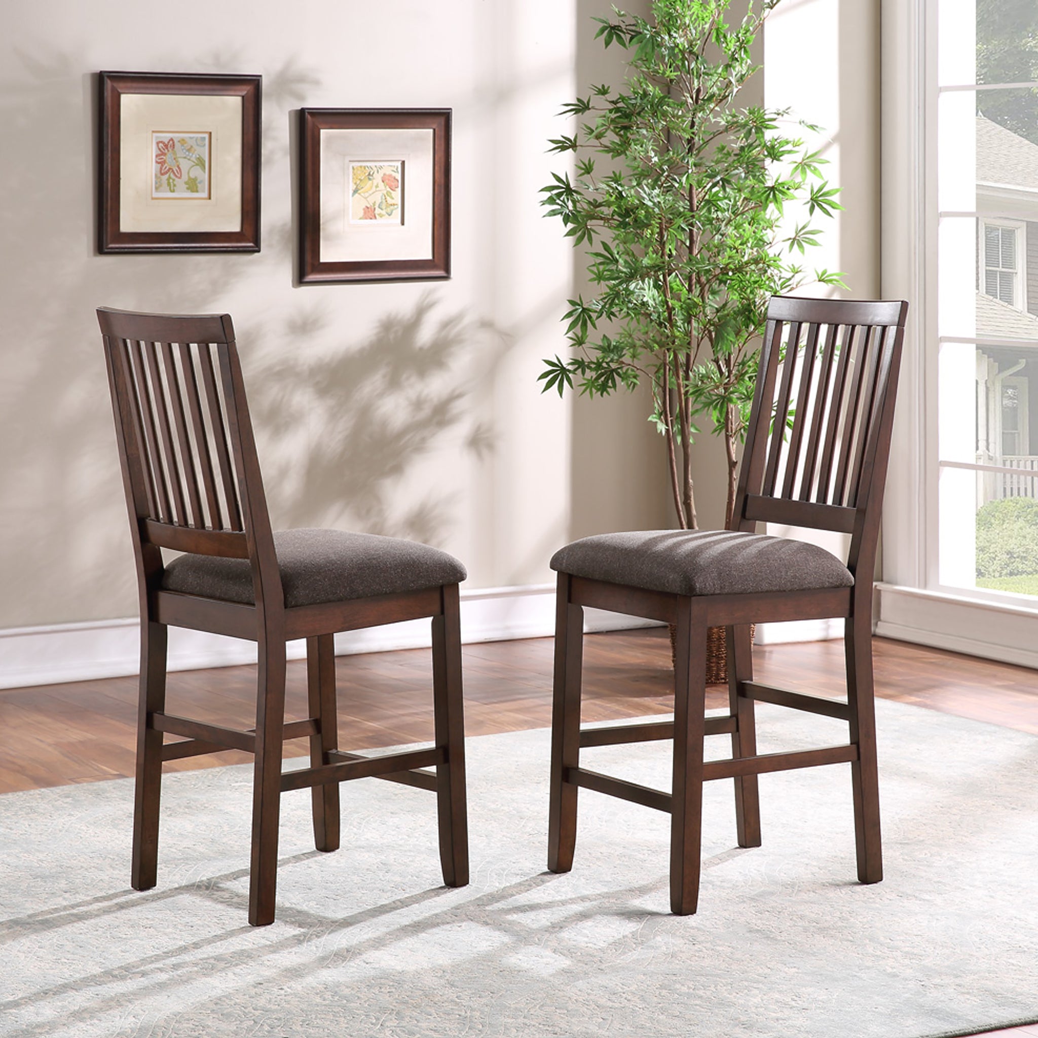 Yorktown Counter Chair Set Of 2 Dark Brown Dark Brown Wood