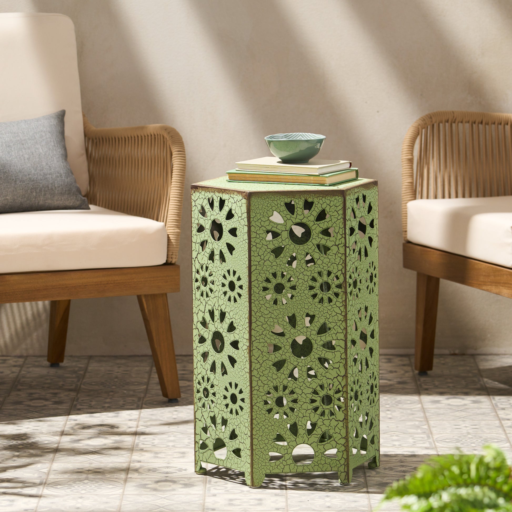 Eliana 14 Side Table - Green Iron