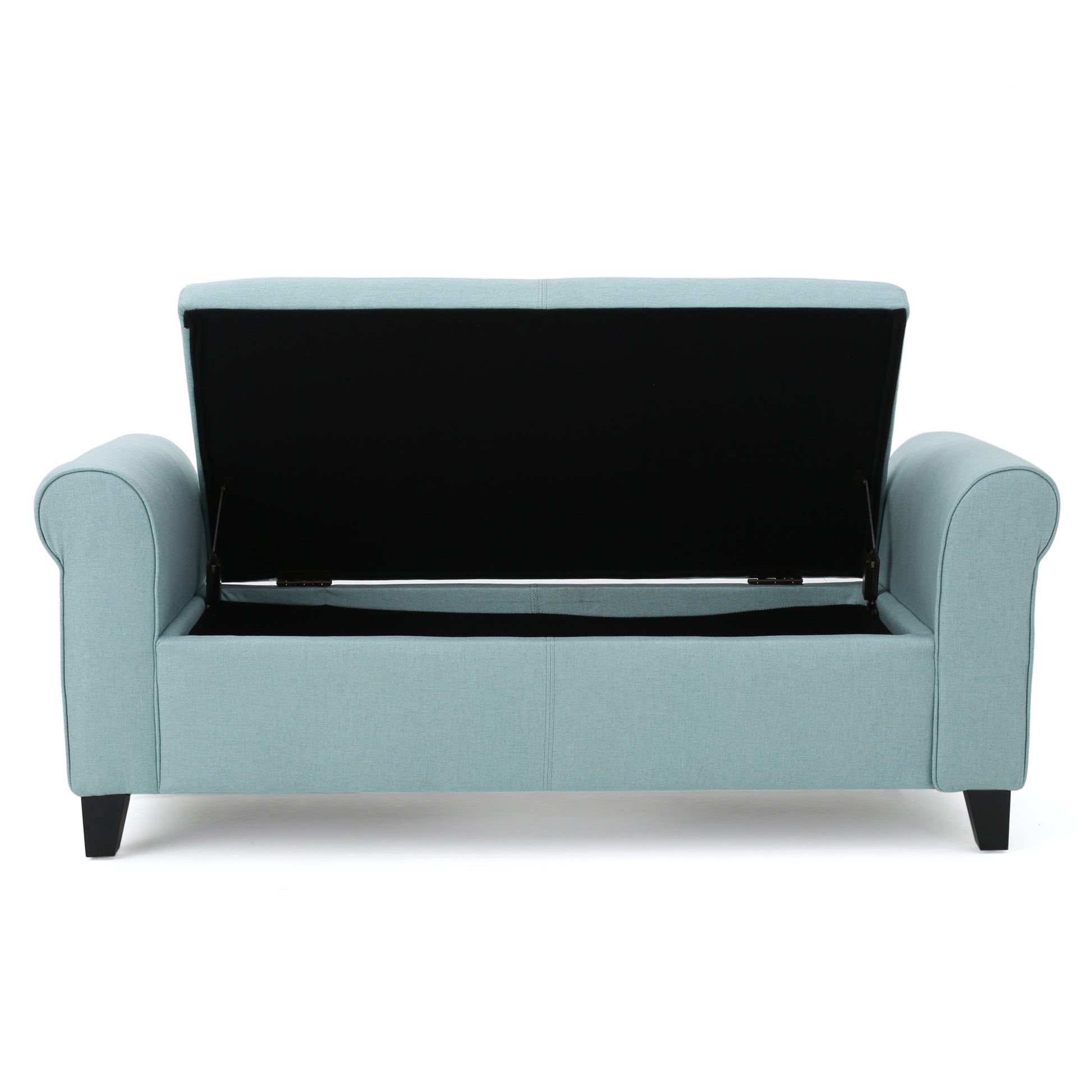 Hayes Armed Storage Bench Light Blue Fabric