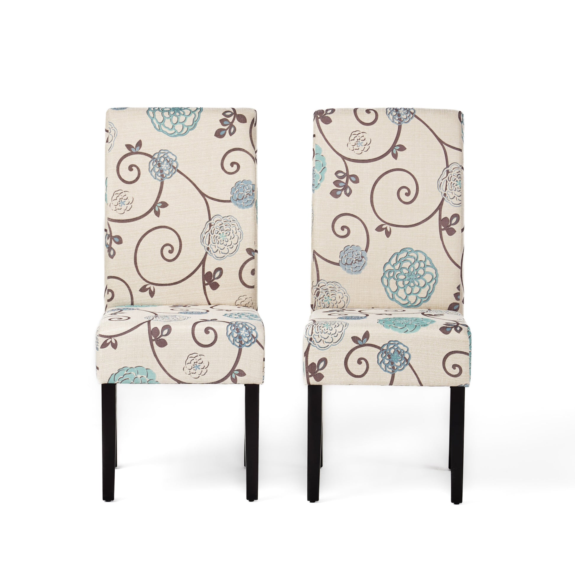 Dining Chair White Blue Fabric