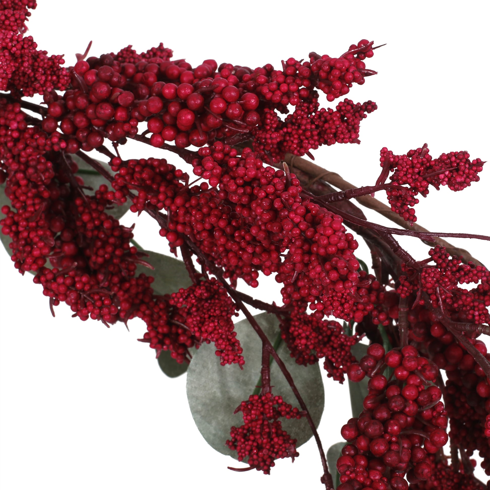 5' Eucalyptus Berry Garland Red Polyester