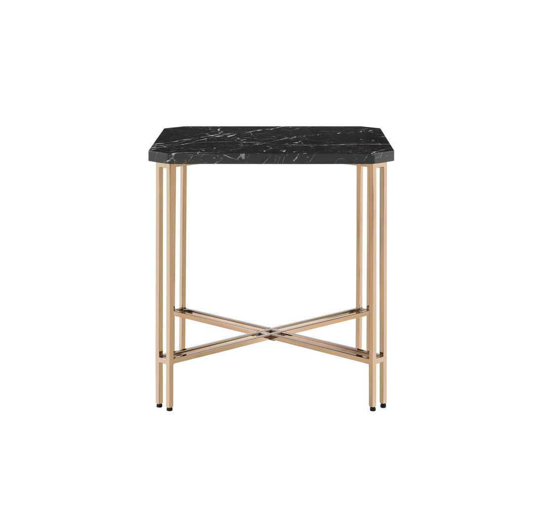 Daxton Square End Table With Faux Marble Top Black Black Wood
