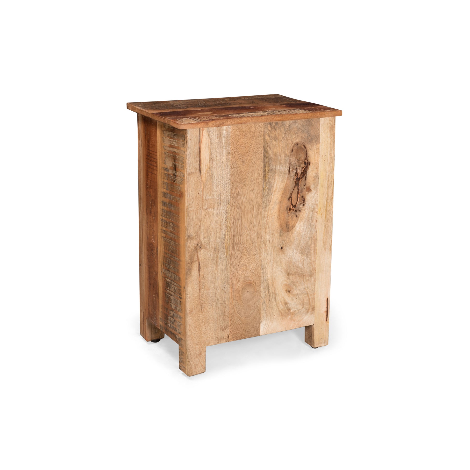 Side Table With Drawer Natural Wood Metal