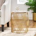 Round Wire Table With Marble Top - Gold Marble