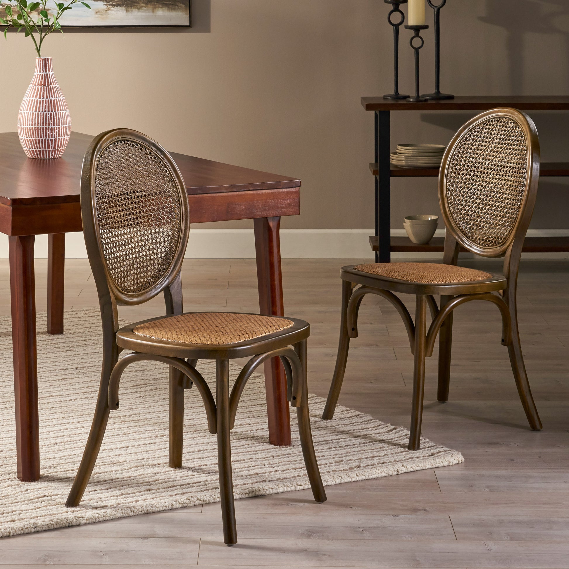 Dining Chair Brown Rattan