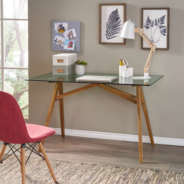 Desk Natural Wood Glass