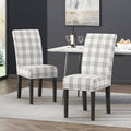 Dining Chair Grey Plaid Fabric