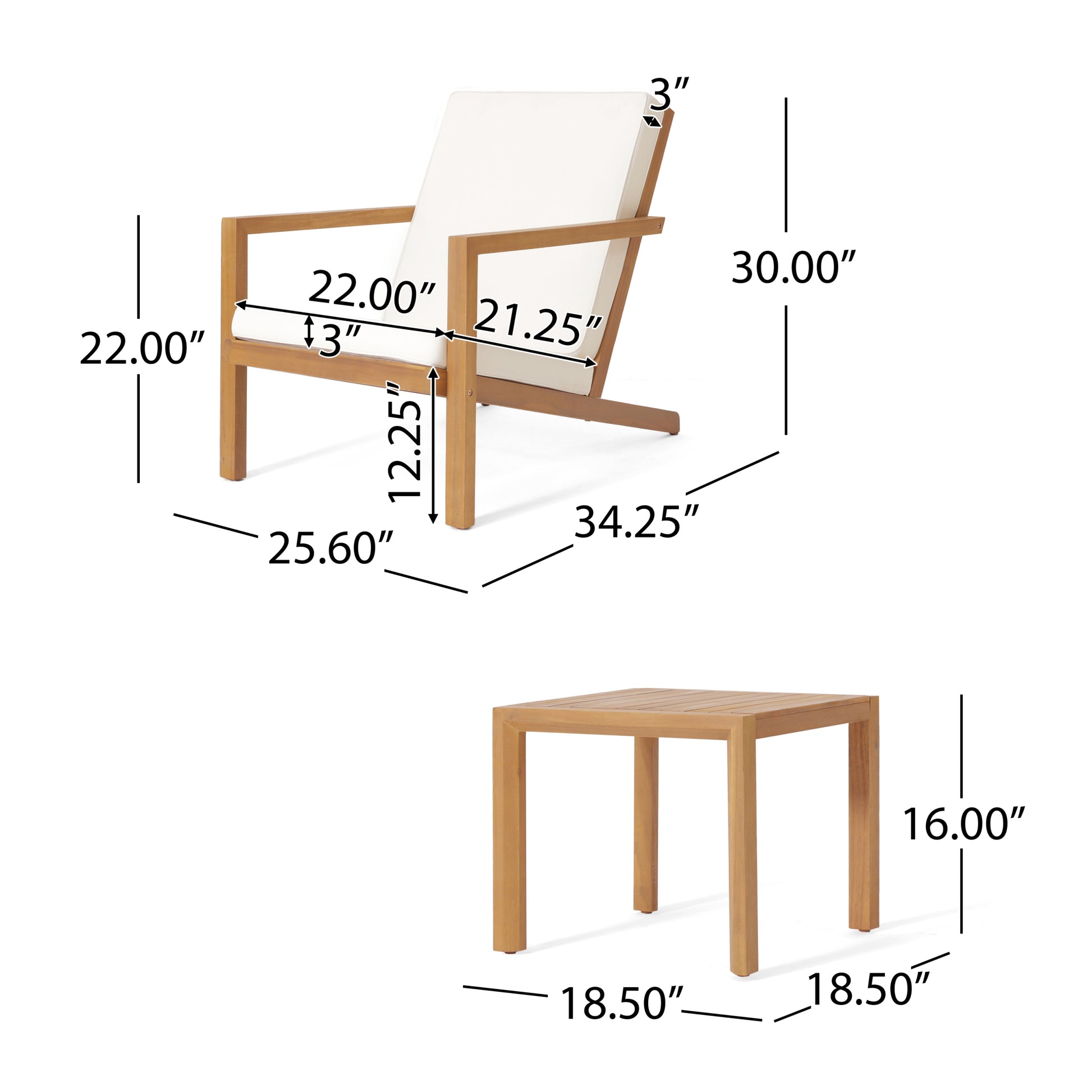 Leah 3 Pc Chat Set Teak Acacia Wood