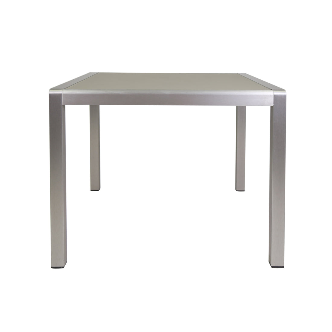 Outdoor Dining Table Anodized Aluminum Tempered Glass Table Top Square Silver And Gray 35" Silver Aluminium