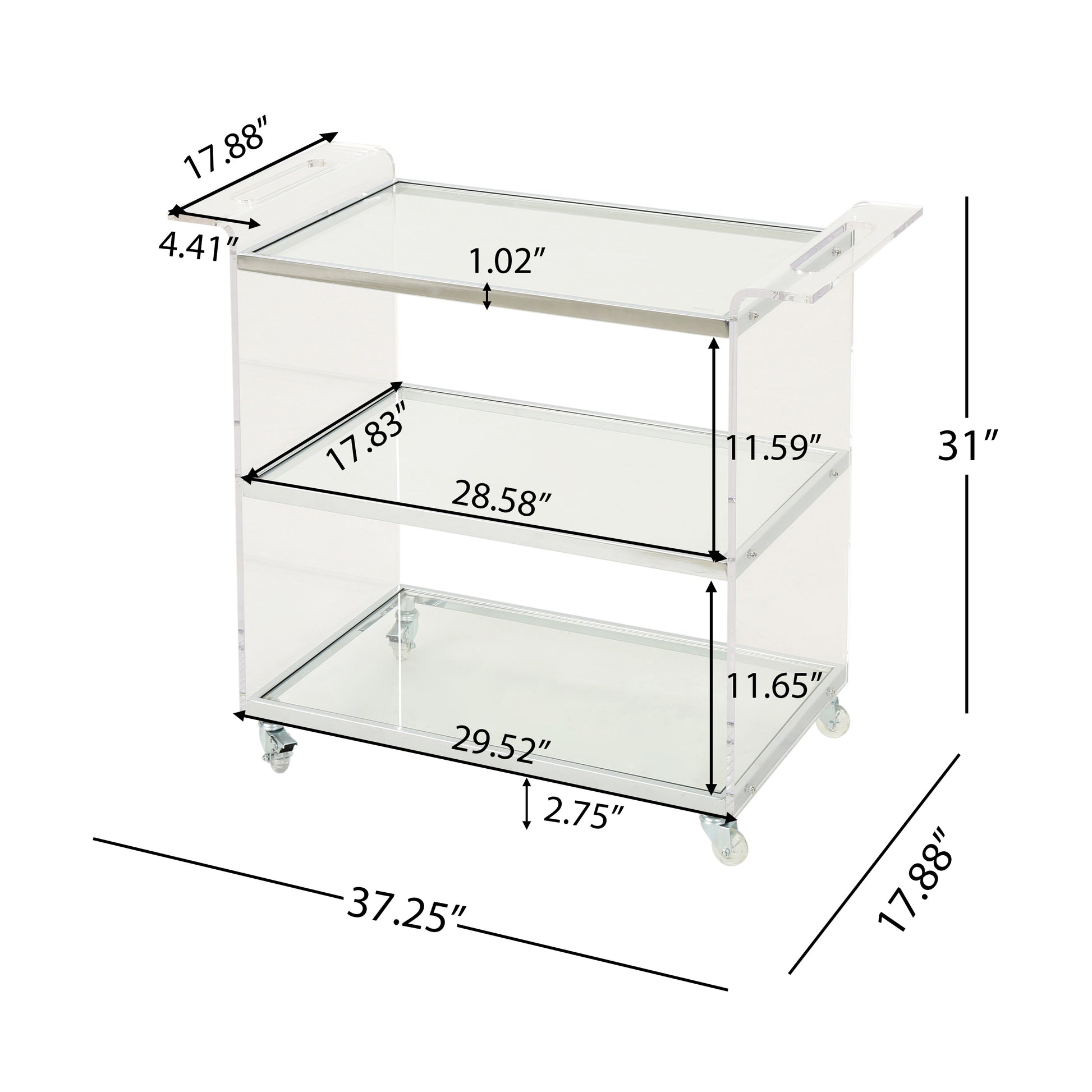 Bar Cart Clear Rattan Metal