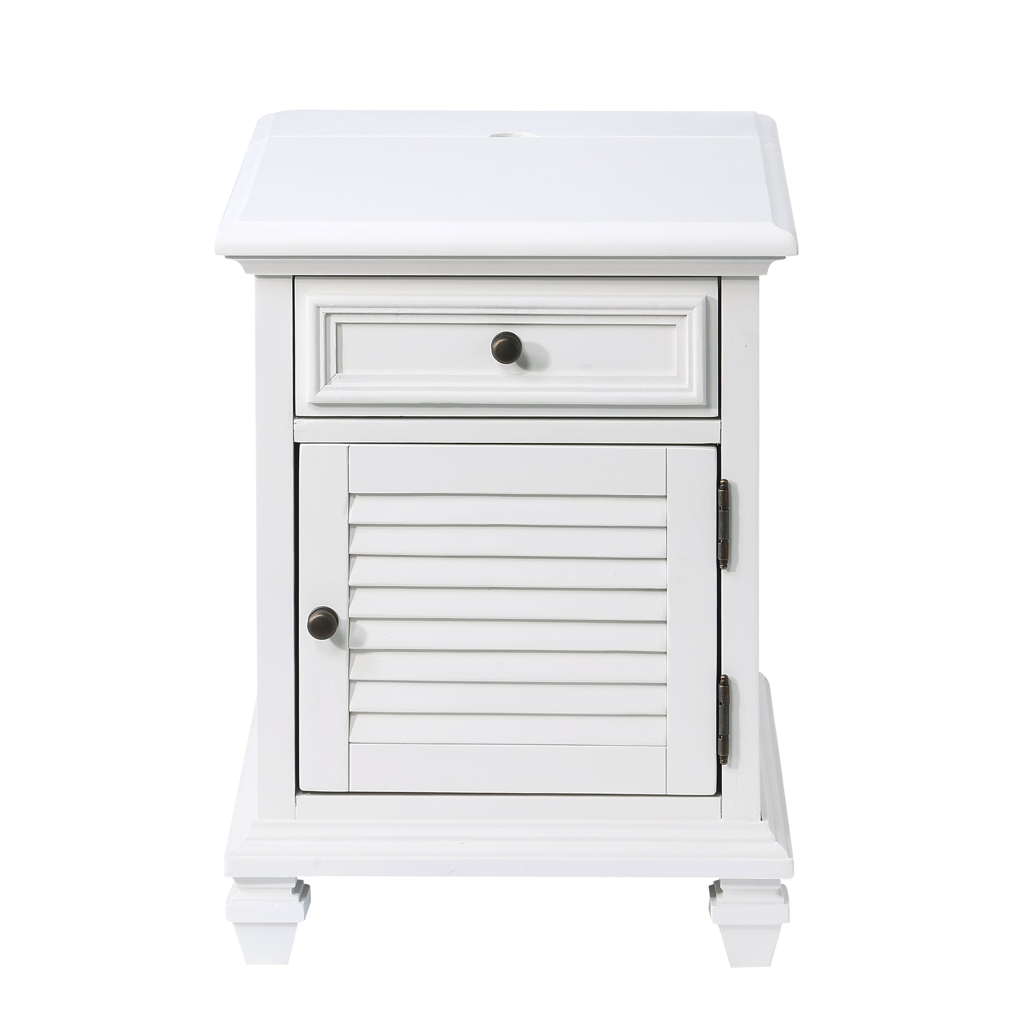 Charlestown Storage End With Usb White White Wood