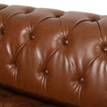 Mirod Comfy 3 Seat Sofa With Wooden Legs, Pu, For Living Room And Study Light Brown Pu 3 Seat