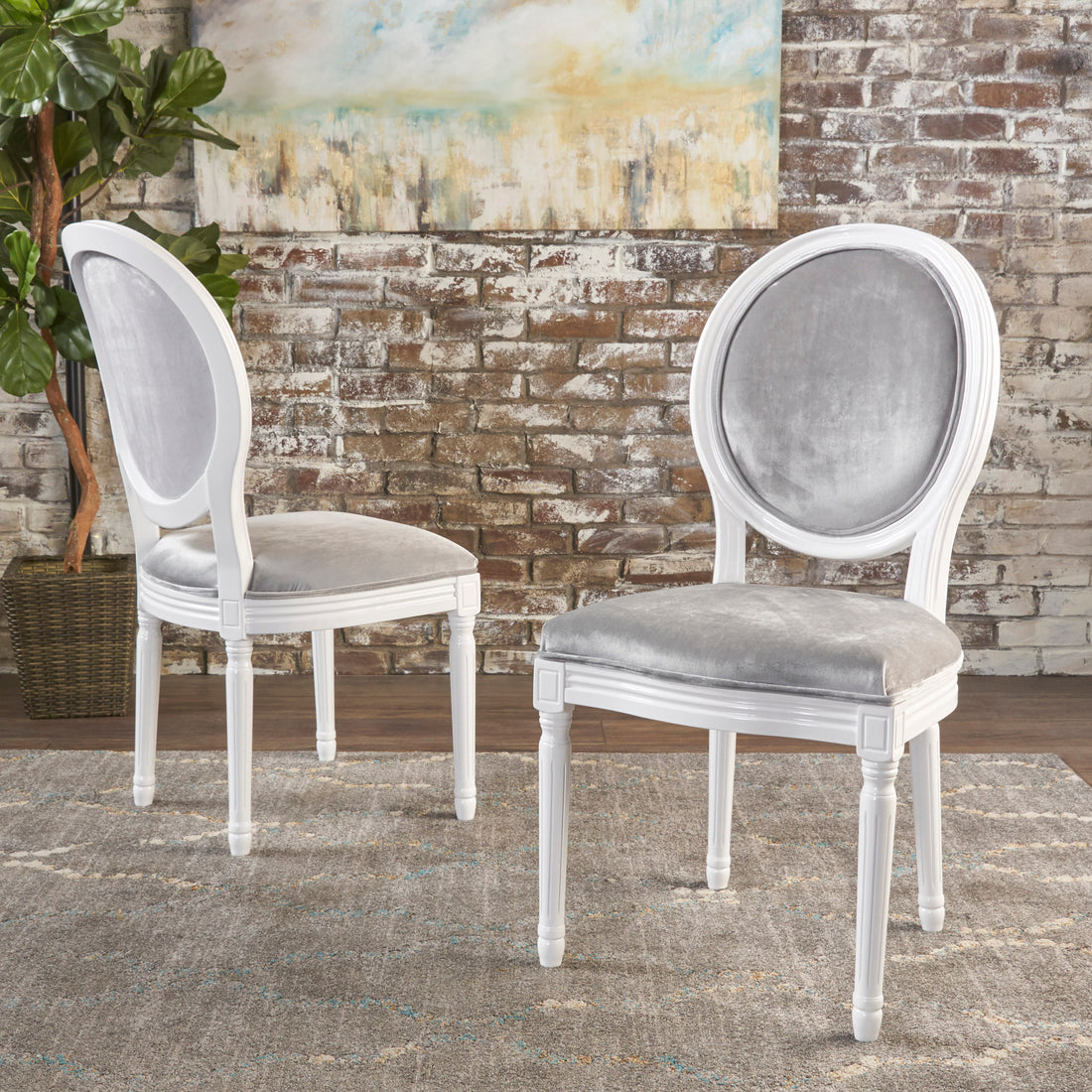 Kd Dining Chair Set Of 2 Grey Velvet