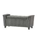 Alden Armed Storage Bench Gray Fabric