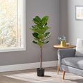 120Cm Artificial Fiddle Leaf Fig Tree Green Iron Plastic