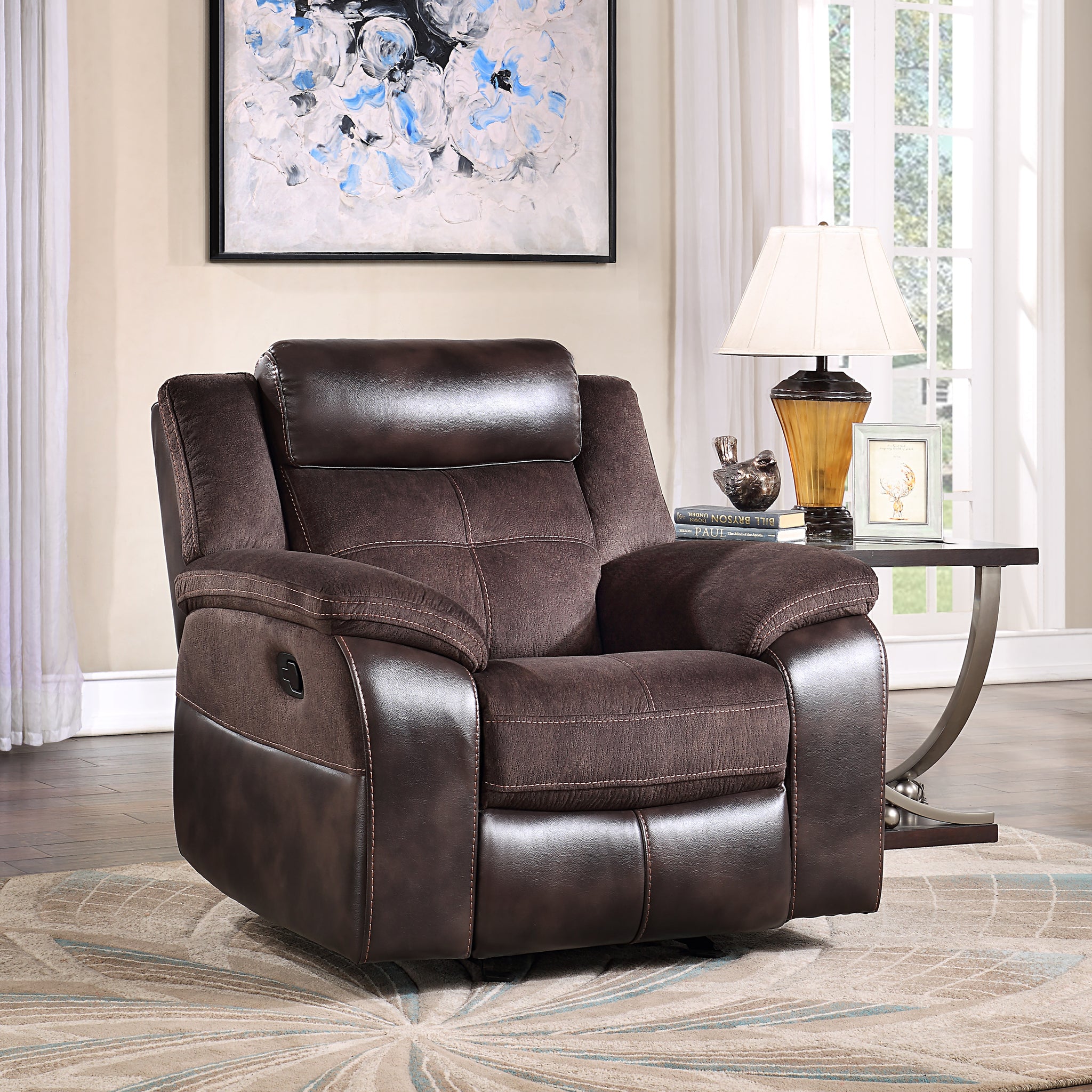 Pueblo Reclining Chair Coffee Dark Brown Faux Leather