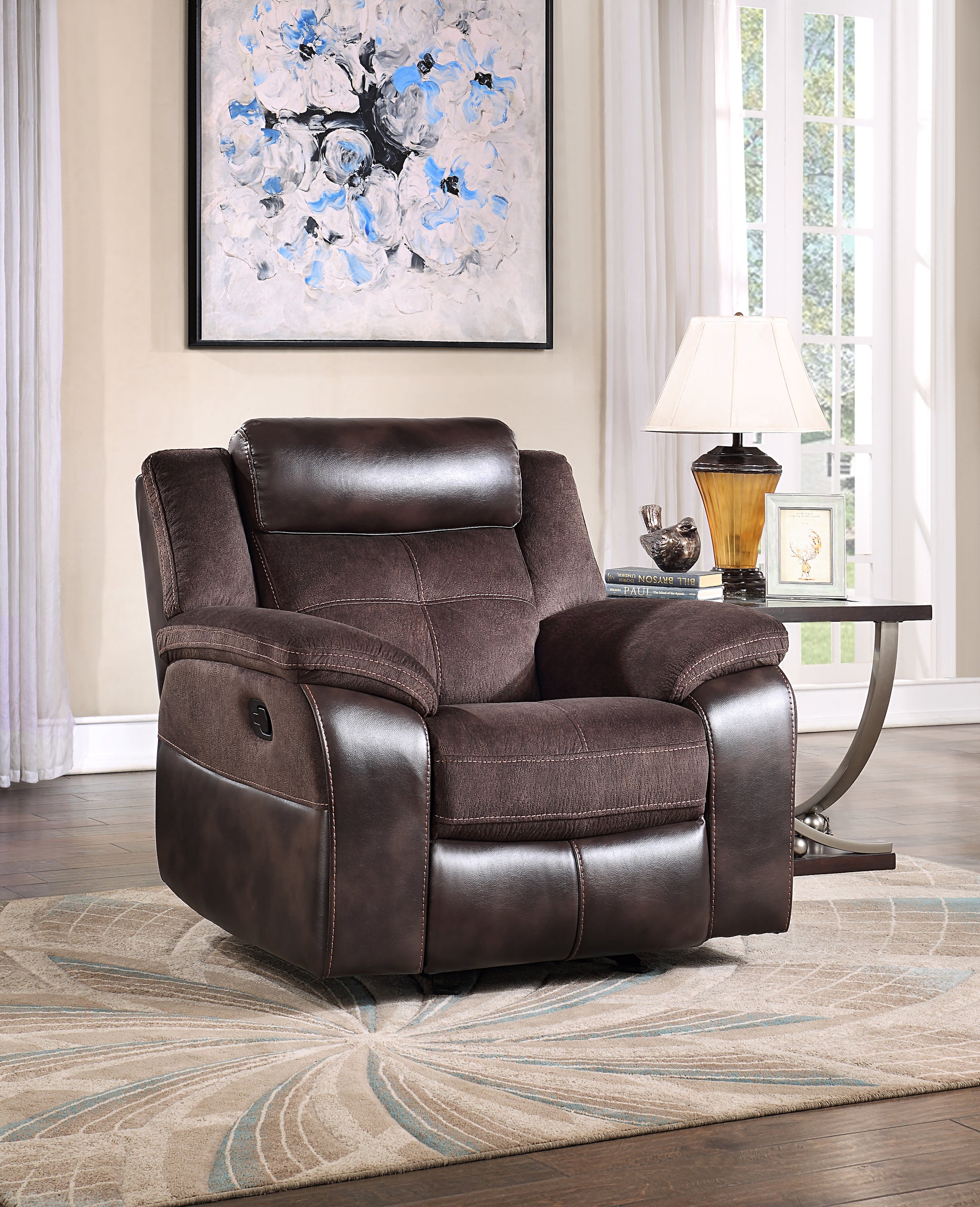 Pueblo Reclining Chair Coffee Dark Brown Faux Leather