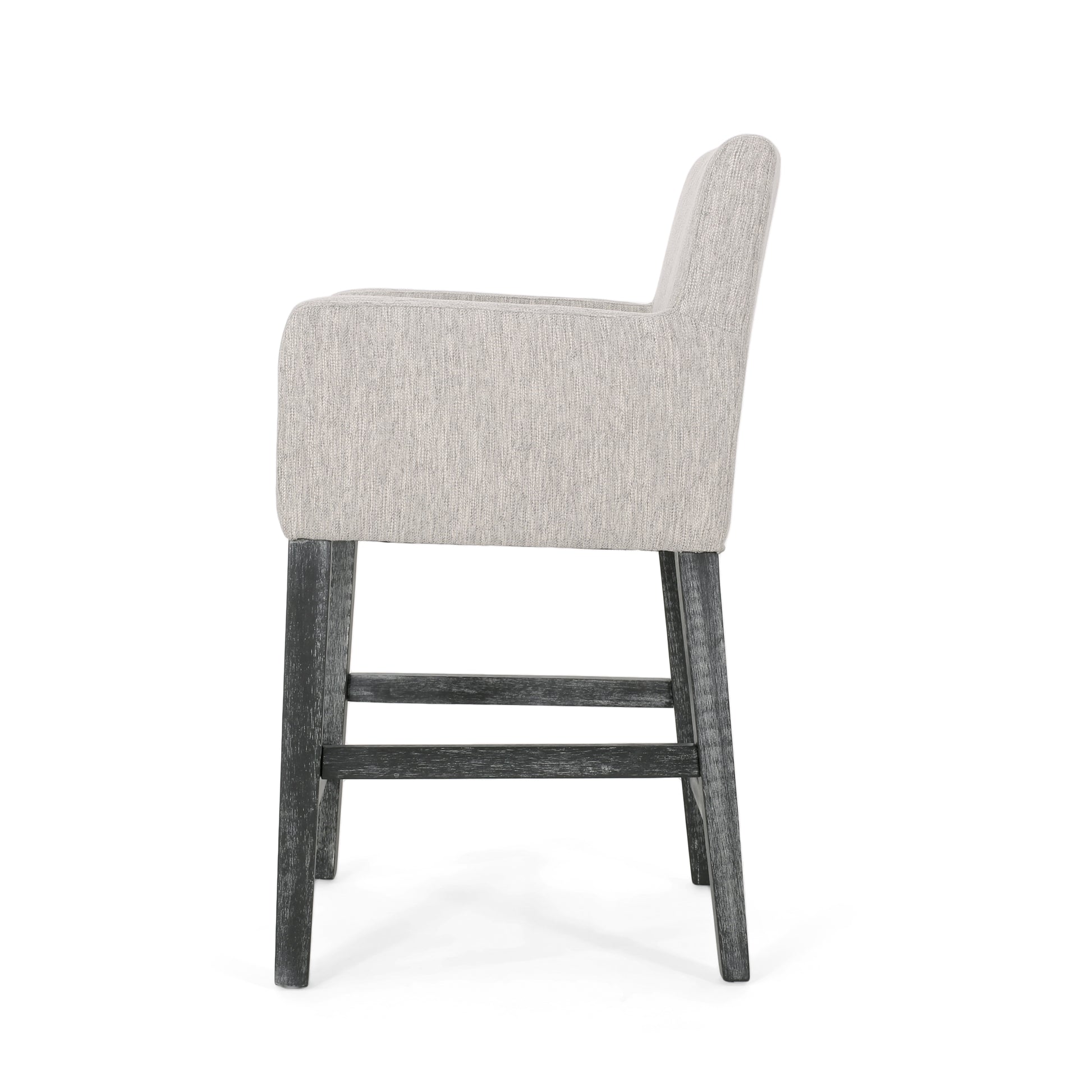 Upholstered 26 Inch Counter Stool Light Gray Gray Light Grey Fabric