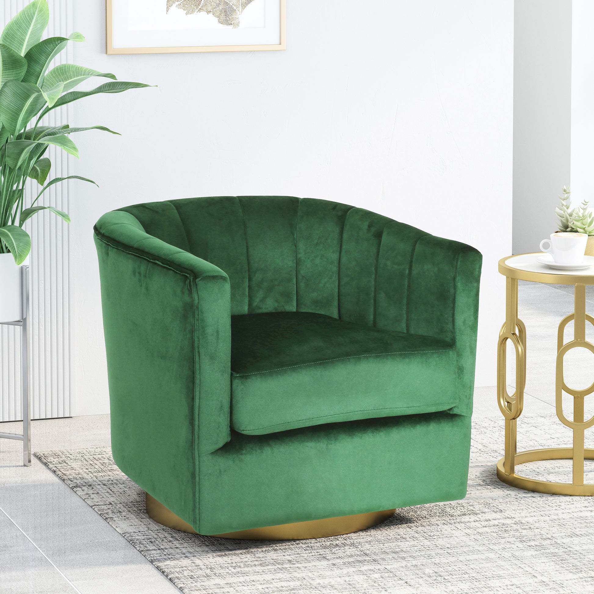 Swivel Arm Chair Emerald Velvet