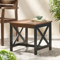 Farmhouse End Table Black Brown Wood