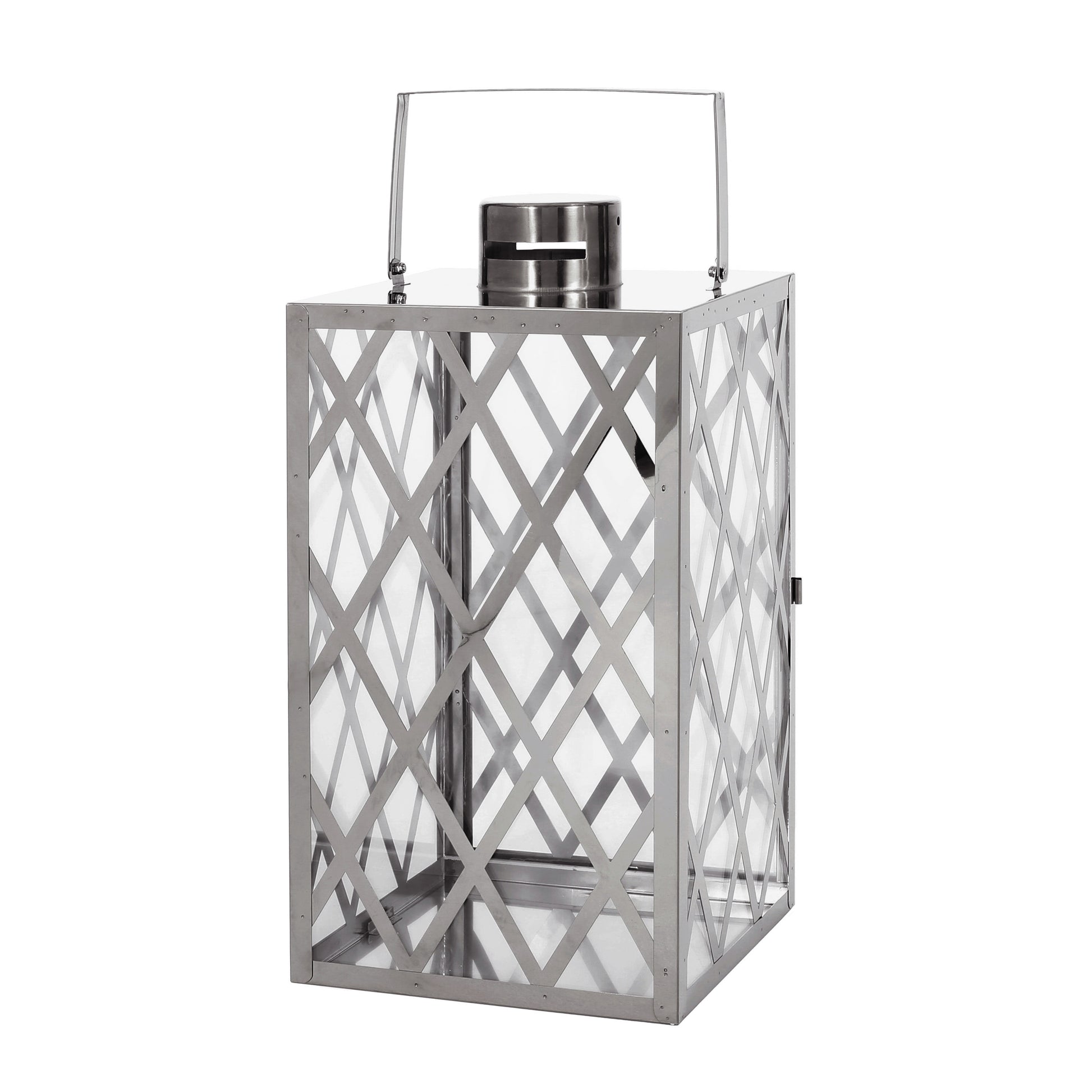 Anton 18"H Stainless Steel Lantern Silver Stainless Steel