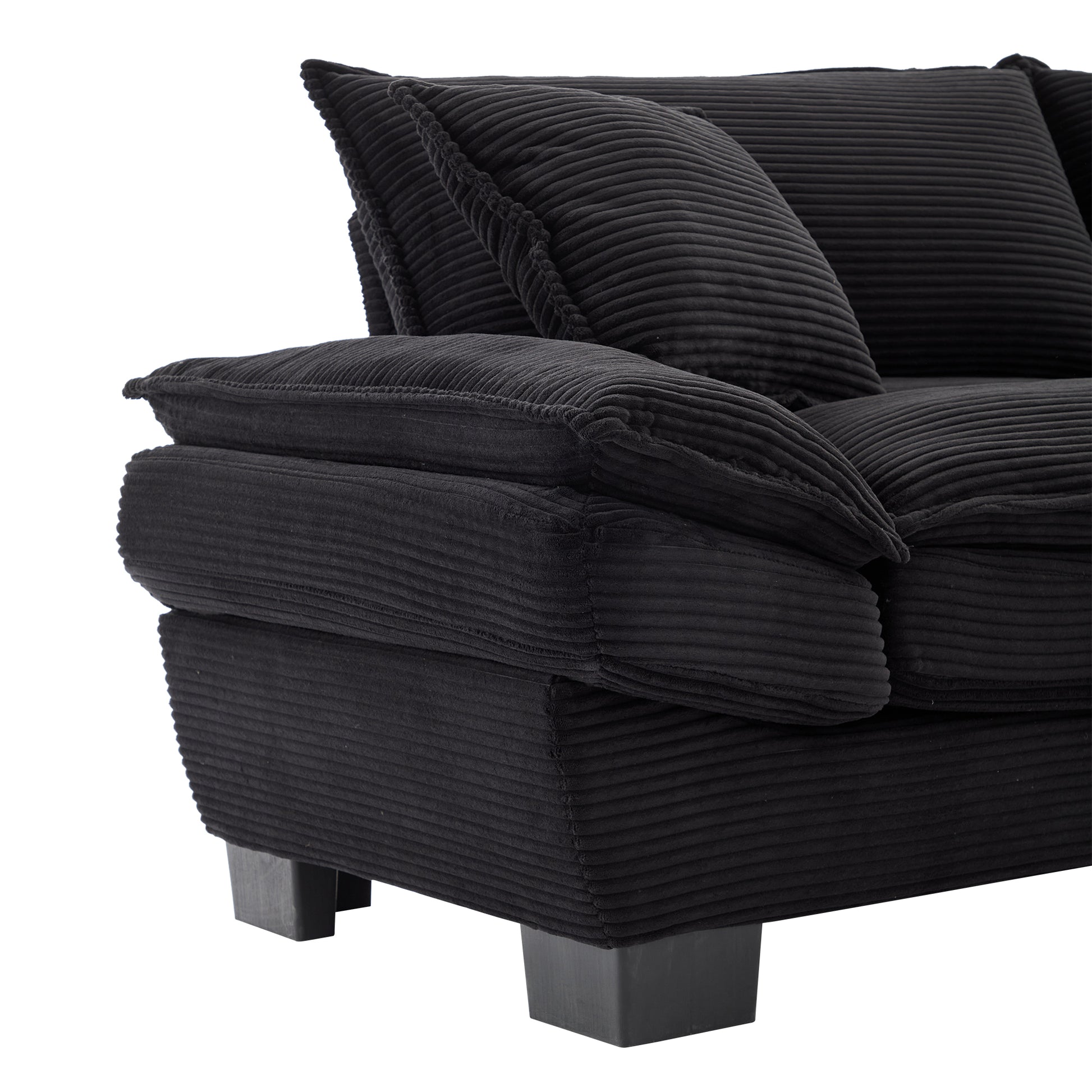 Corduroy Sofa Sleeper Couch Loveseat Sofa With Pillows Comfy Upholstered Deep Seat Sofa For Bedroom,Living Room,Apartment,Office,Dorm Black Corduroy Black Foam Upholstered 2 Seat
