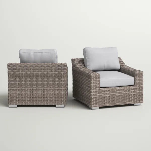 Fully Assembled Patio Chair With Cushions 2 Grey Mix Wicker